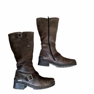 Rieker Sybille 85 Women’s Water Resistant Brown Leather Tall Boot W/ Buckle 40/9